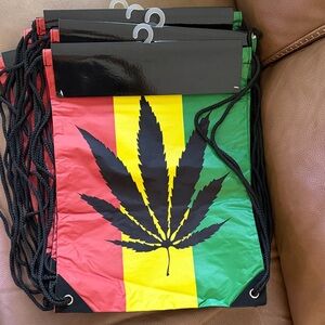 Multicolor Drawstring Backpack with Leaf Design #Cannabis #Jamaica